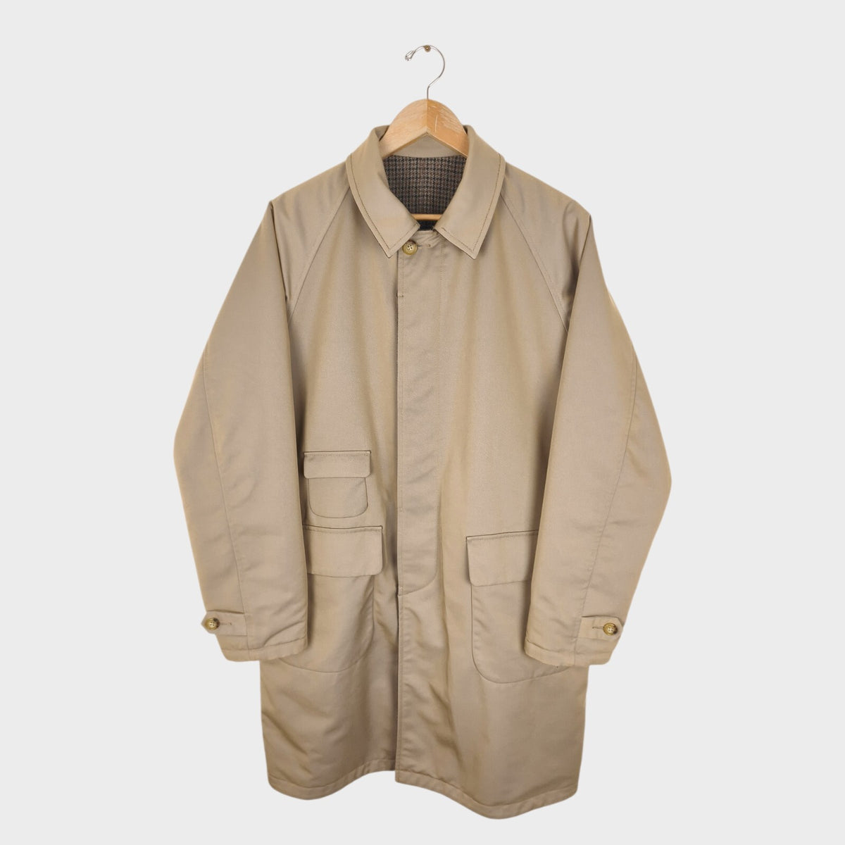 BEAMS PLUS Men's Dogtooth Heavyweight Reversible Balmacaan Coat