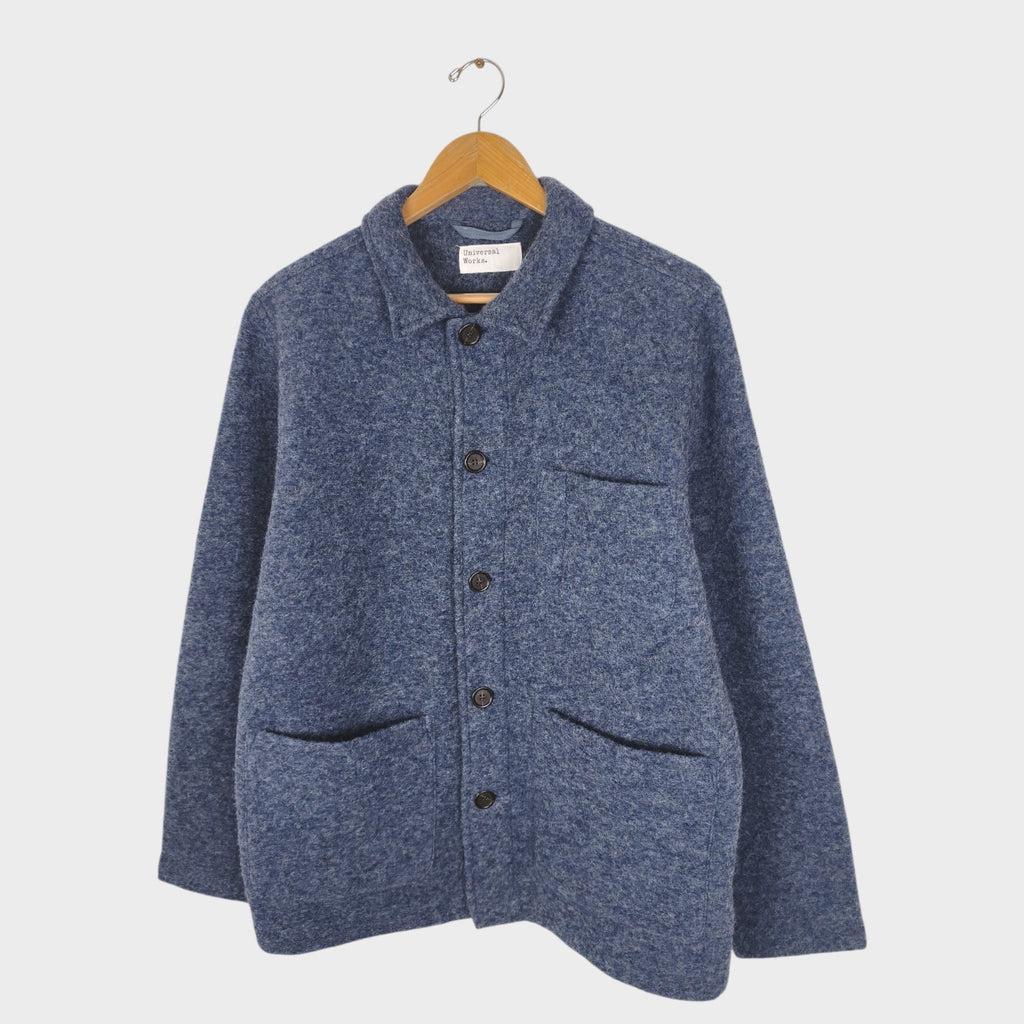 UNIVERSAL WORKS Men's Blue Wool Fleece Field Jacket