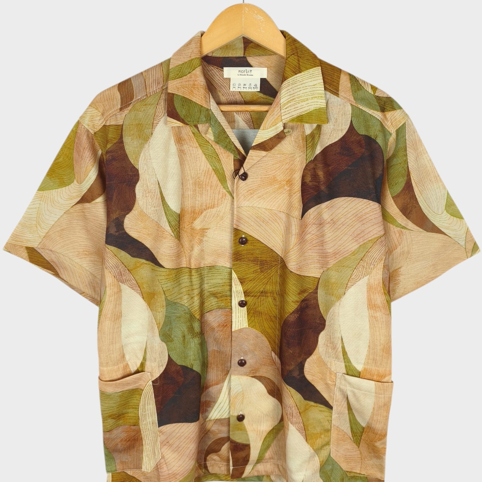 NORBIT BY HIROSHI NOZAWA Men's Leaf Camo Aloha Shirt
