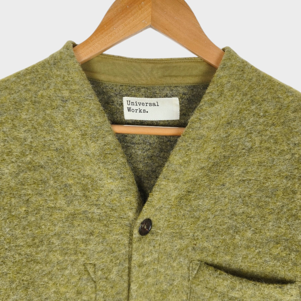 UNIVERSAL WORKS Men's Green Wool Fleece Cardigan