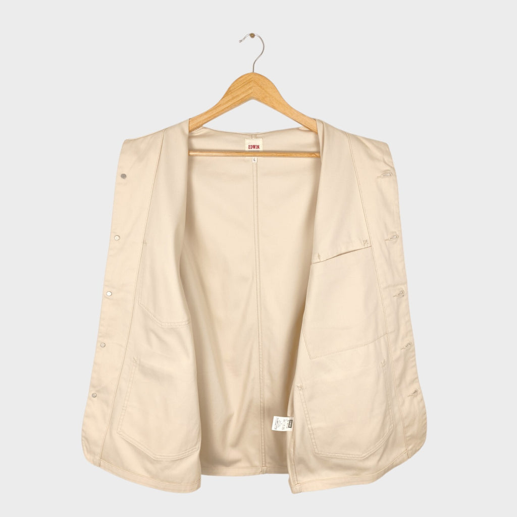 EDWIN Japan Men's Ecru Cotton Twill Chore Jacket