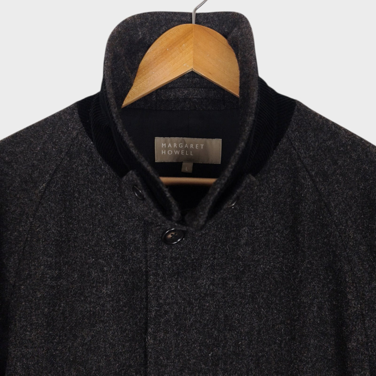 MARGARET HOWELL Men's Dark Grey 100% Wool Raglan Coat