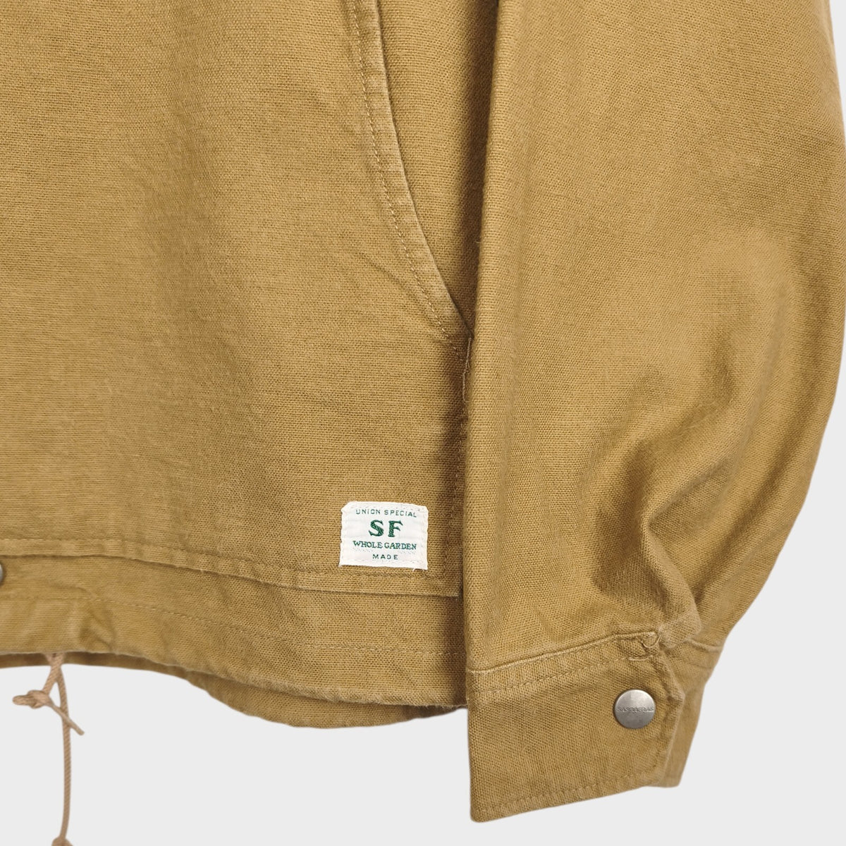 SASSAFRAS Men's Made in Japan Beige Canvas Cotton Bud Breaker Jacket