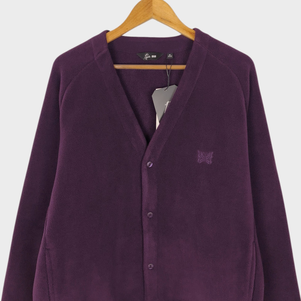 NEEDLES x UNIQLO Men's Purple Embroidered Logo Cardigan