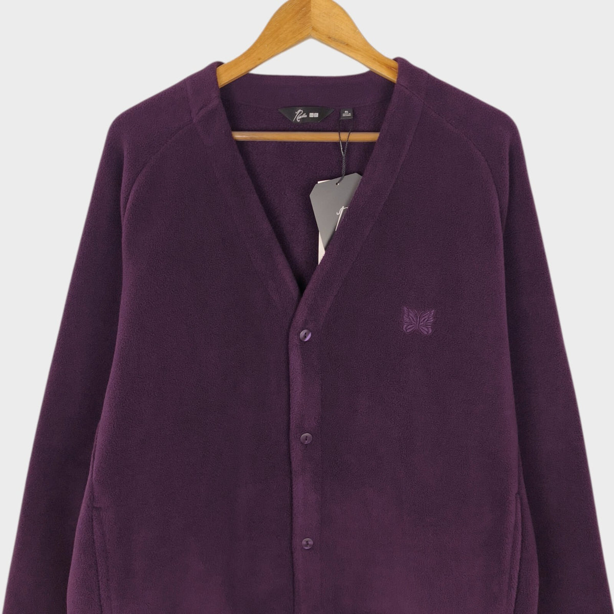 NEEDLES x UNIQLO Men's Purple Embroidered Logo Cardigan