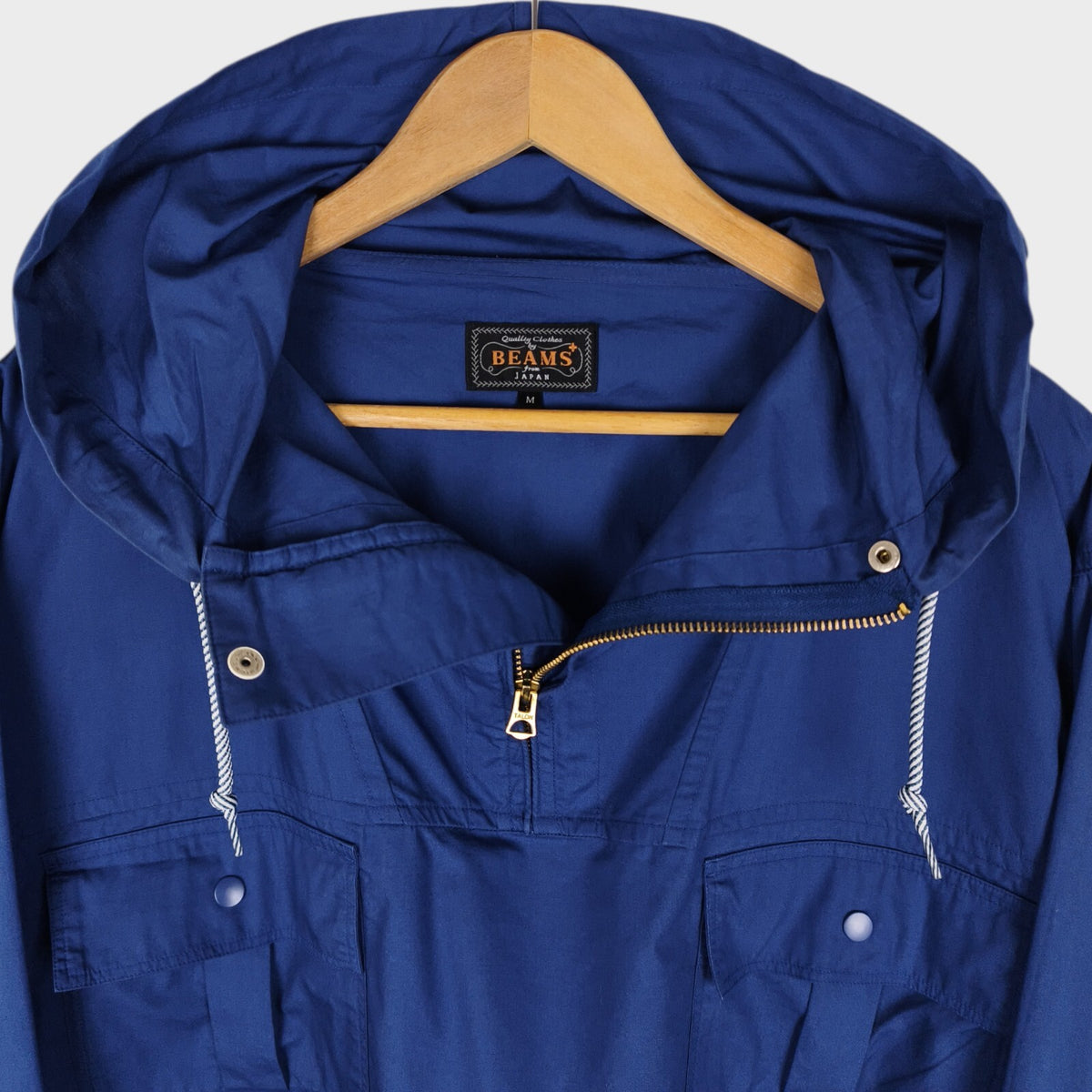 BEAMS PLUS Men's Blue Oversized Smock Anorak Parka Jacket