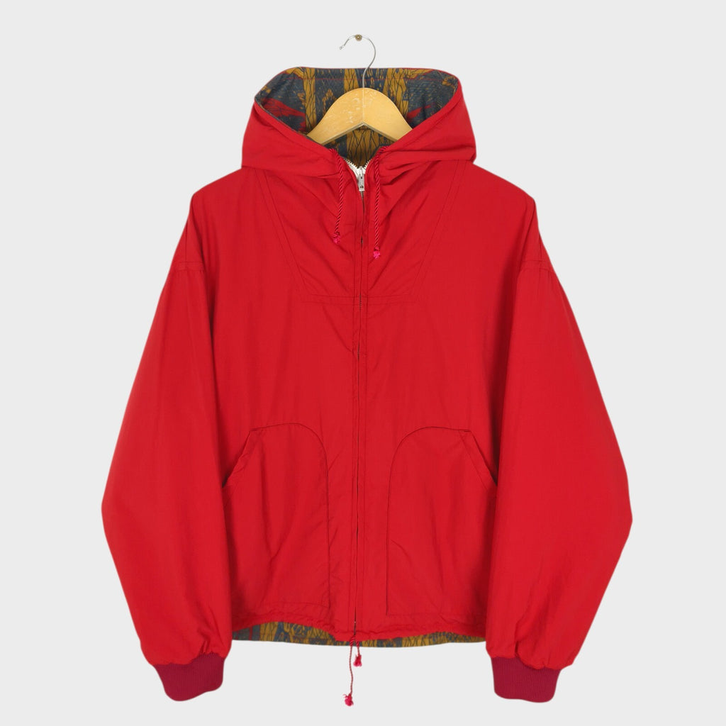 BEAMS PLUS Men's Batik Print Reversible Hooded Parka Jacket