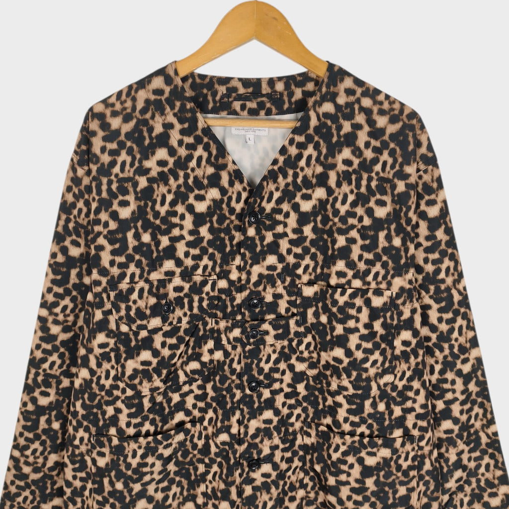 ENGINEERED GARMENTS Men's Made in USA Leopard Print Cardigan Jacket