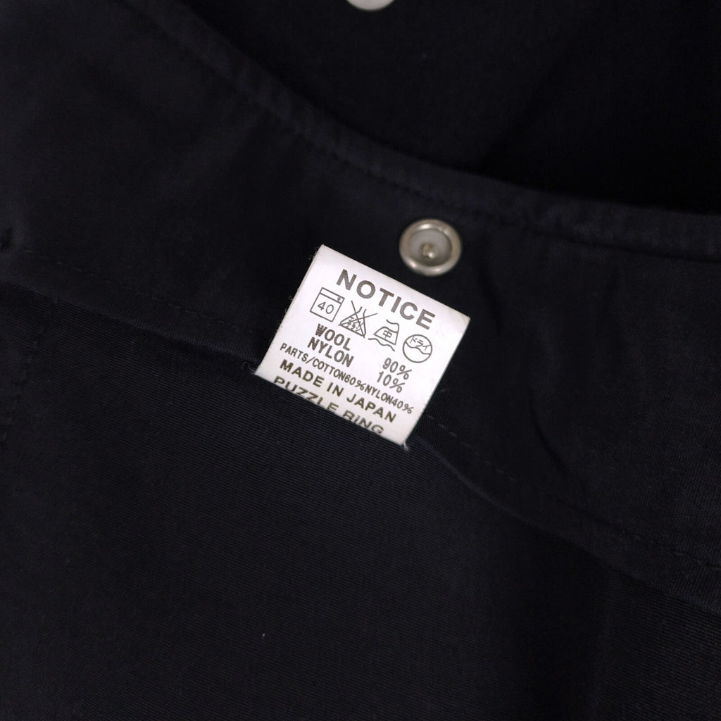 SASSAFRAS Men's Made in Japan Black Heavyweight Melton Wool Flower Hunter Jacket