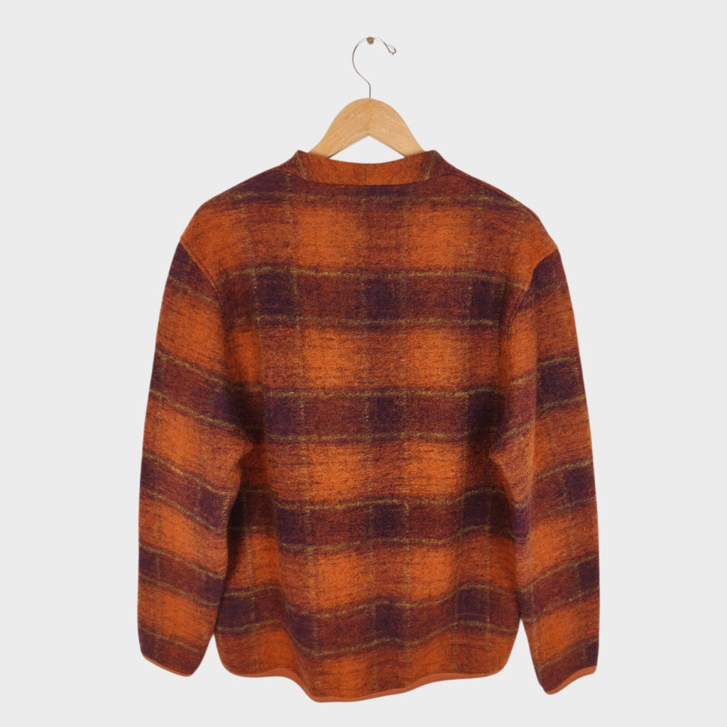 UNIVERSAL WORKS Men's Orange Check Wool Fleece Cardigan
