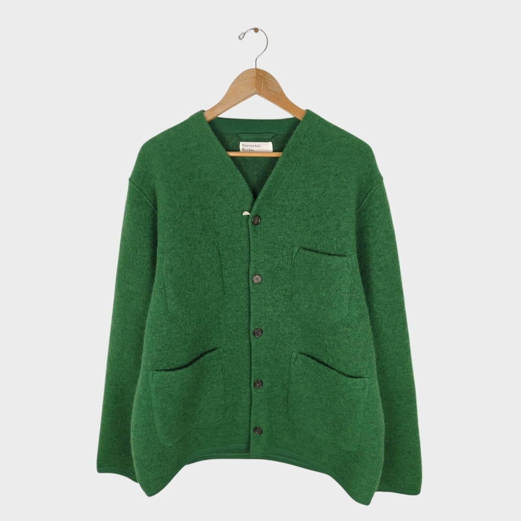 UNIVERSAL WORKS Men's Green Wool Fleece Cardigan