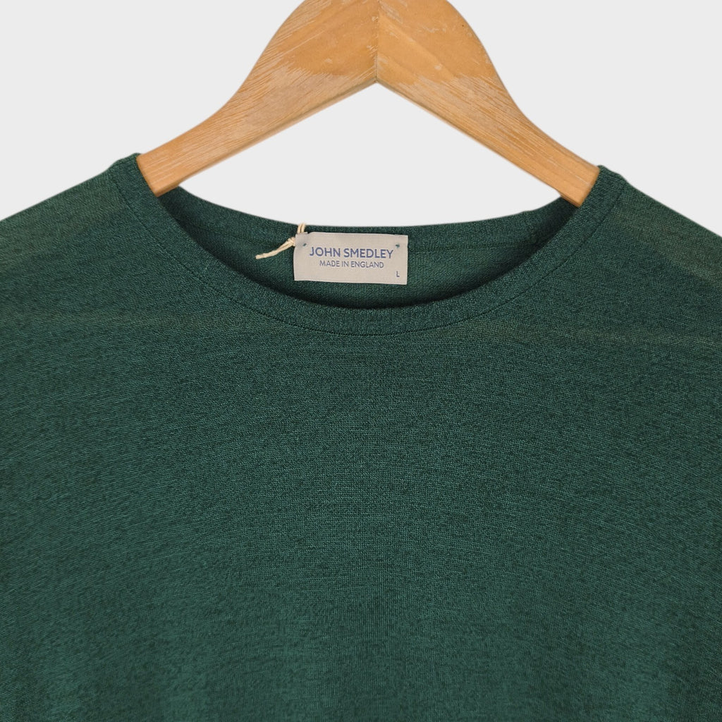 JOHN SMEDLEY Men's Bottle Green Cotton/Wool Clundy Jumper