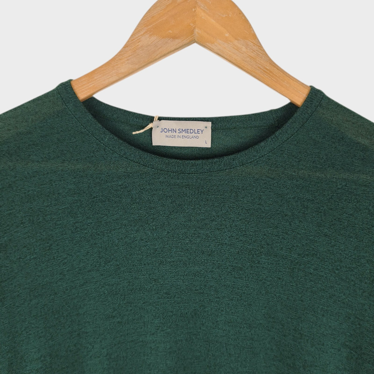 JOHN SMEDLEY Men's Bottle Green Cotton/Wool Clundy Jumper