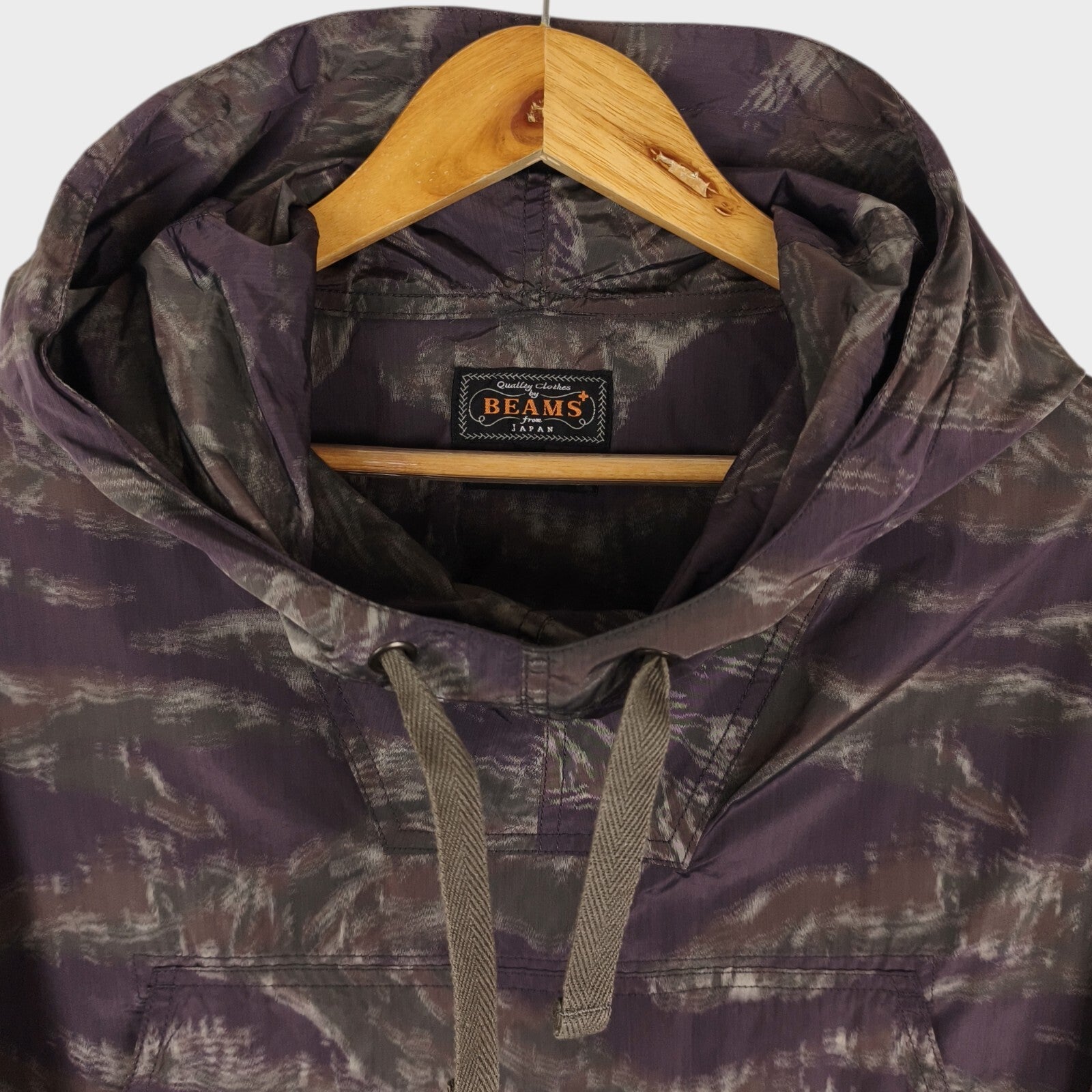 BEAMS PLUS Men's Camo Print Oversized Fit Sports Smock Anorak Parka Jacket