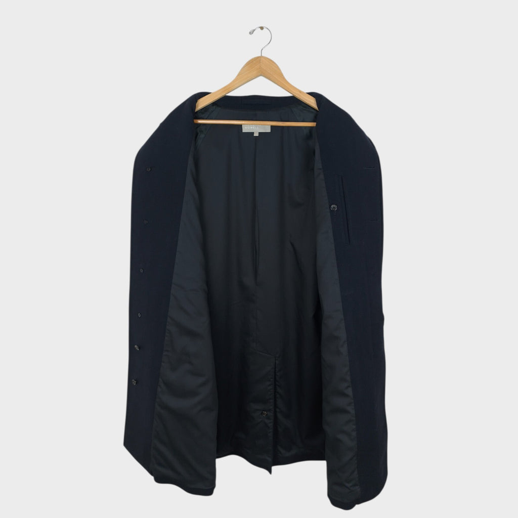 MARGARET HOWELL Men's Dark Navy Blue Heavyweight 100% Wool Raglan Coat