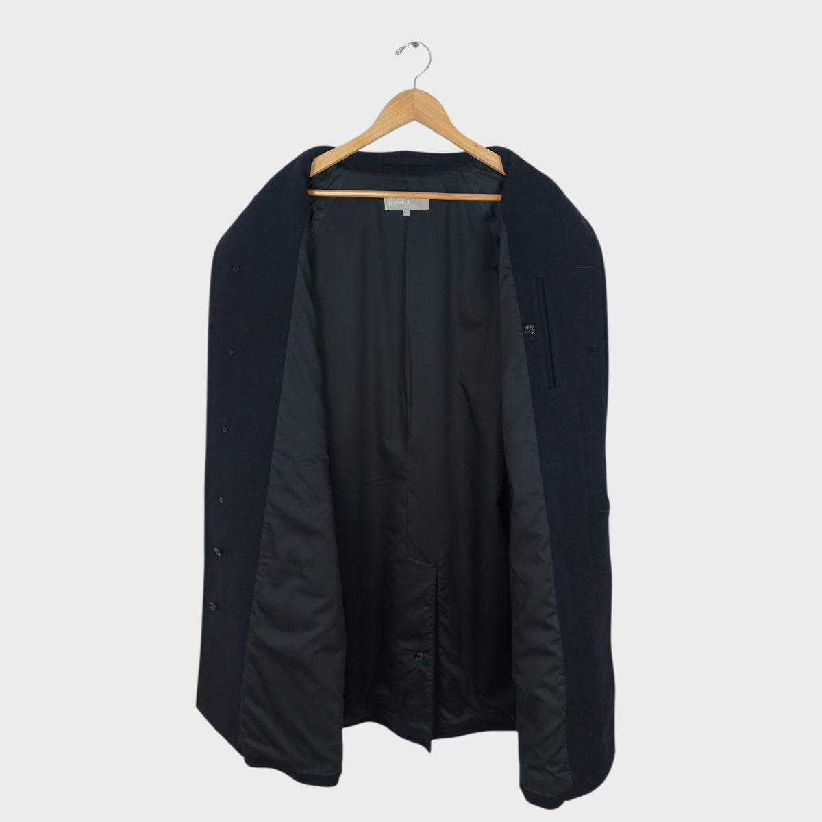 MARGARET HOWELL Men's Dark Navy Blue Heavyweight 100% Wool Raglan Coat