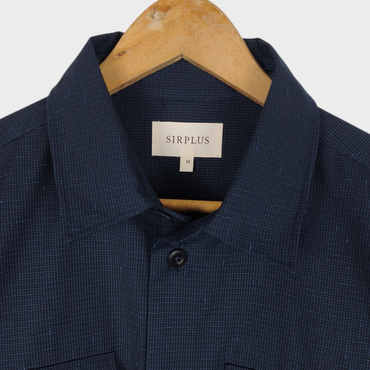SIRPLUS Men's Navy Blue Wool/Cotton Blend Overshirt