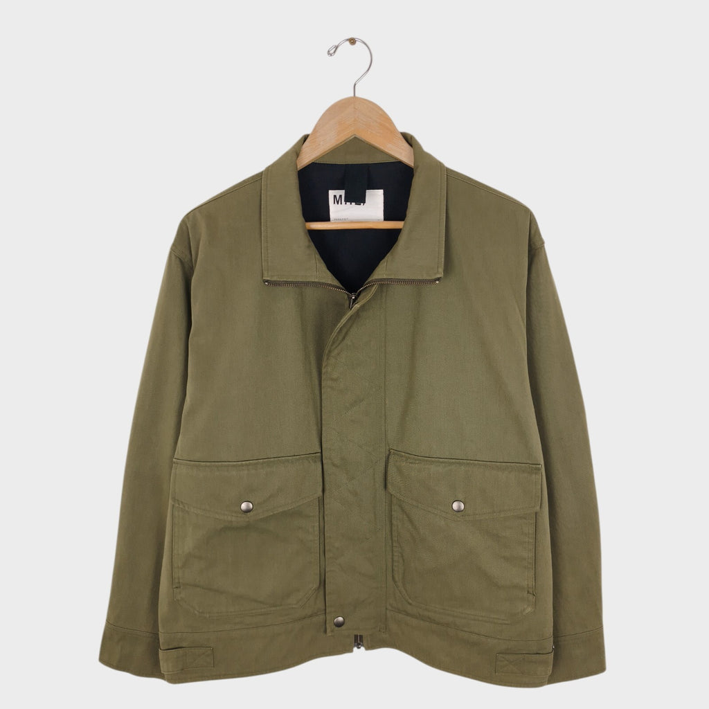MHL MARGARET HOWELL Men's Green Cotton Blend Twill Blouson Jacket