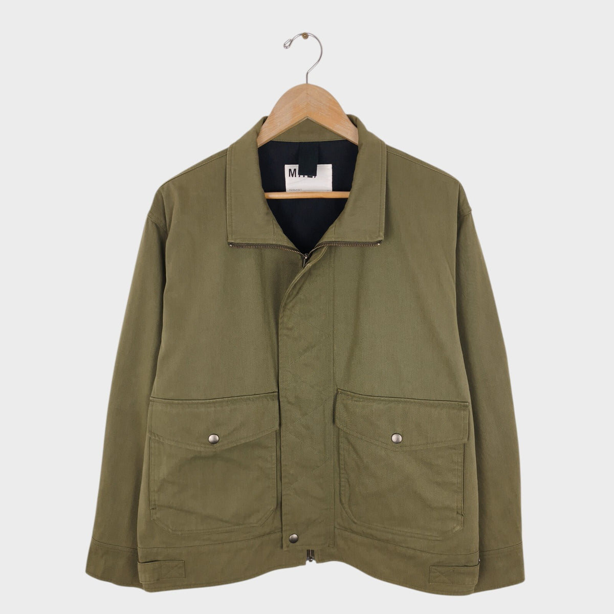 MHL MARGARET HOWELL Men's Green Cotton Blend Twill Blouson Jacket