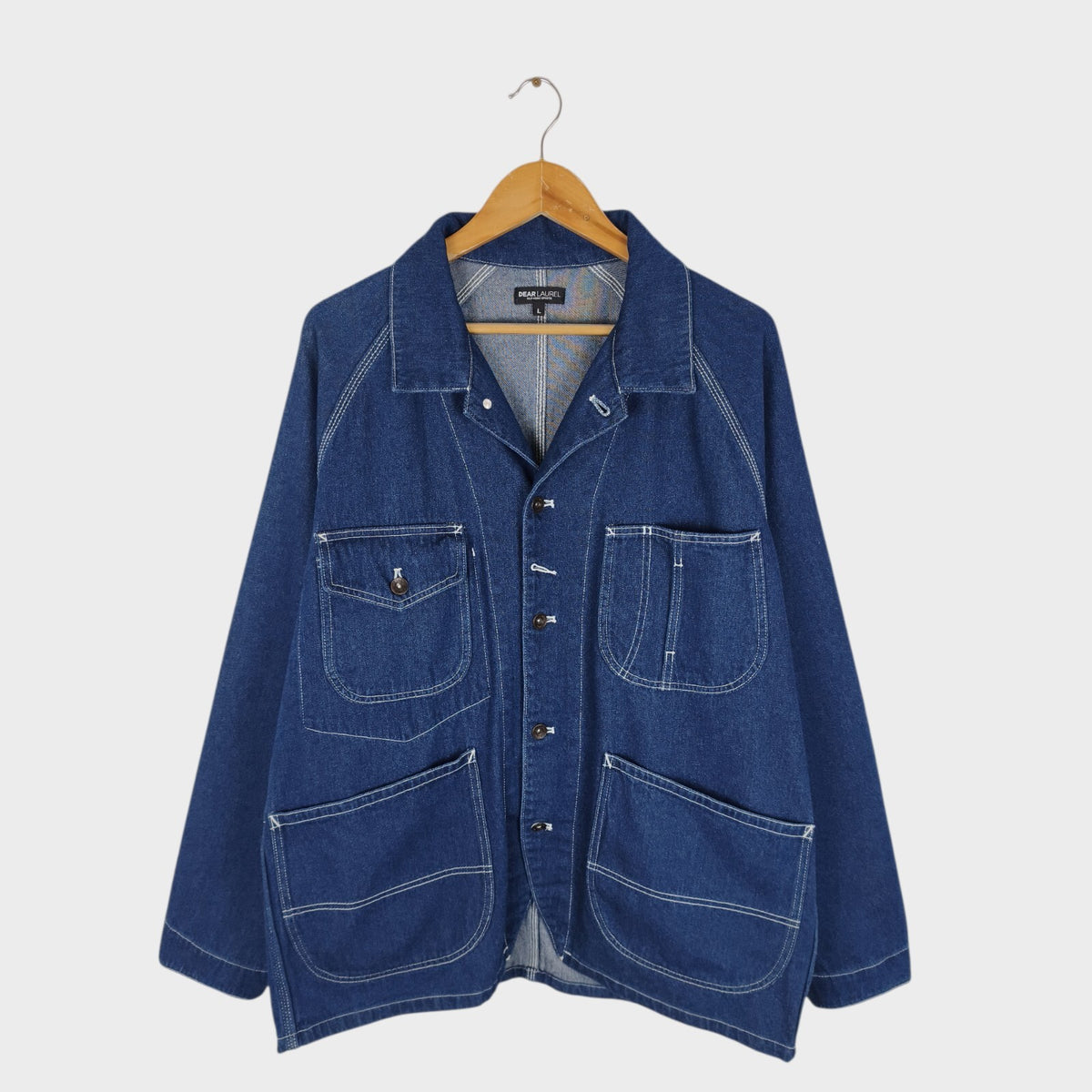MURASAKI SPORTS Men's Blue Denim Utility Chore Jacket