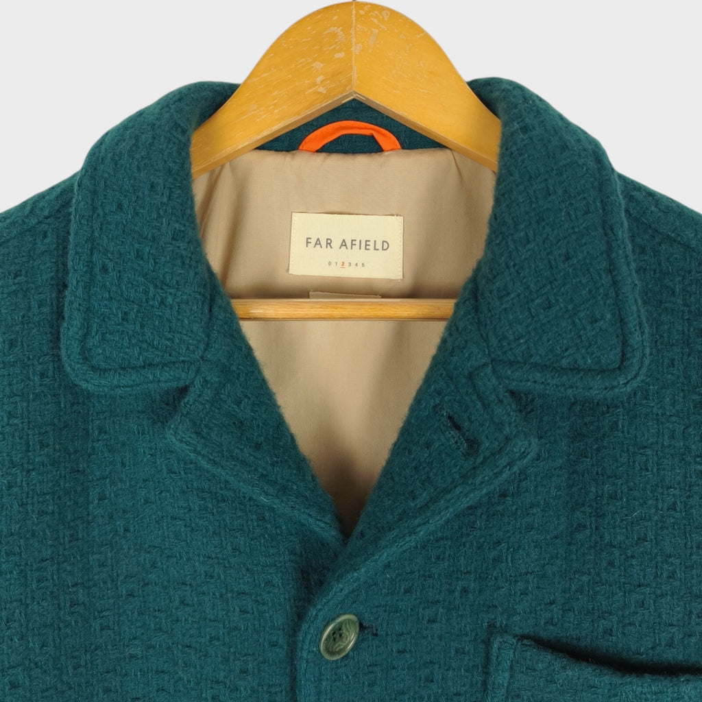 FAR AFIELD Men's Teal Wool BlendTextured Jacquard Station Chore Jacket