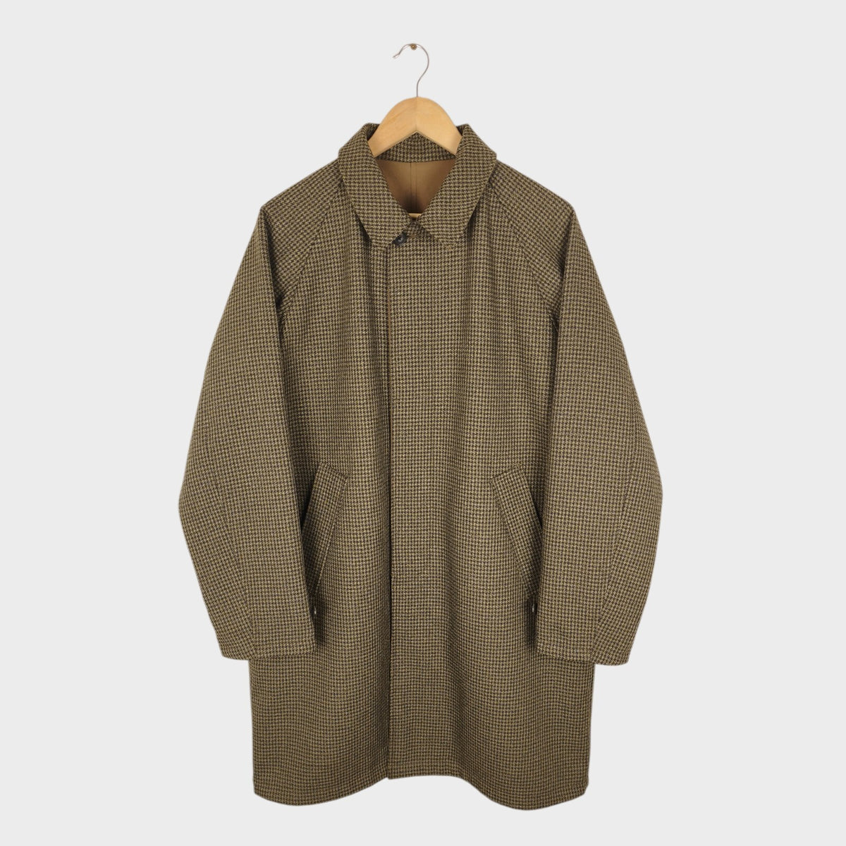 BEAMS PLUS Men's Dogtooth Heavyweight Reversible Balmacaan Coat