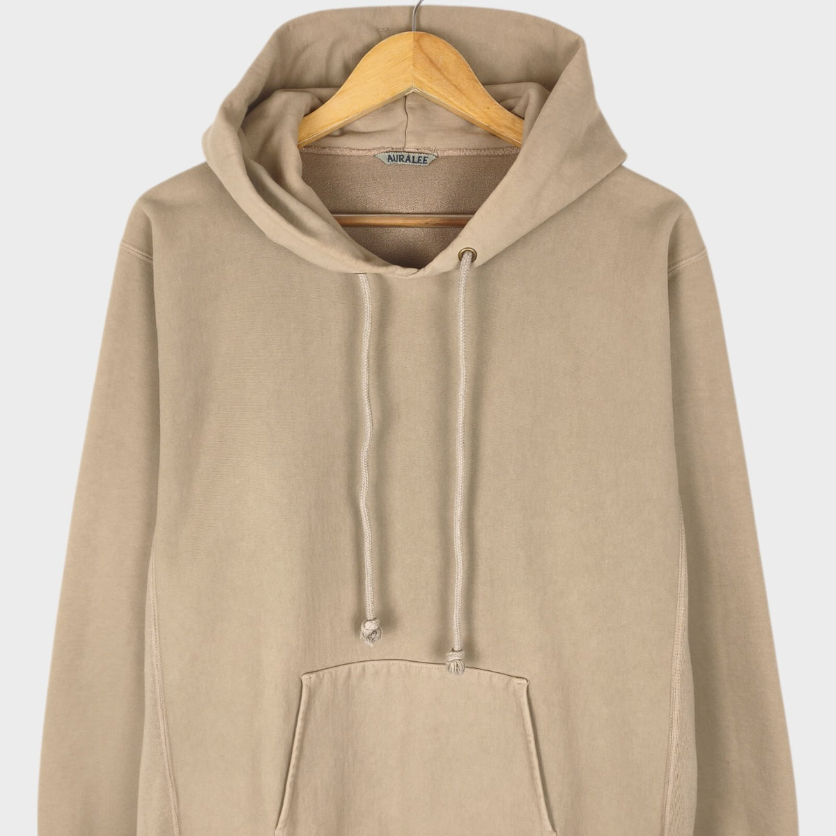 AURALEE Men's Made in Japan Taupe Heavyweight Cotton Blend Hoodie