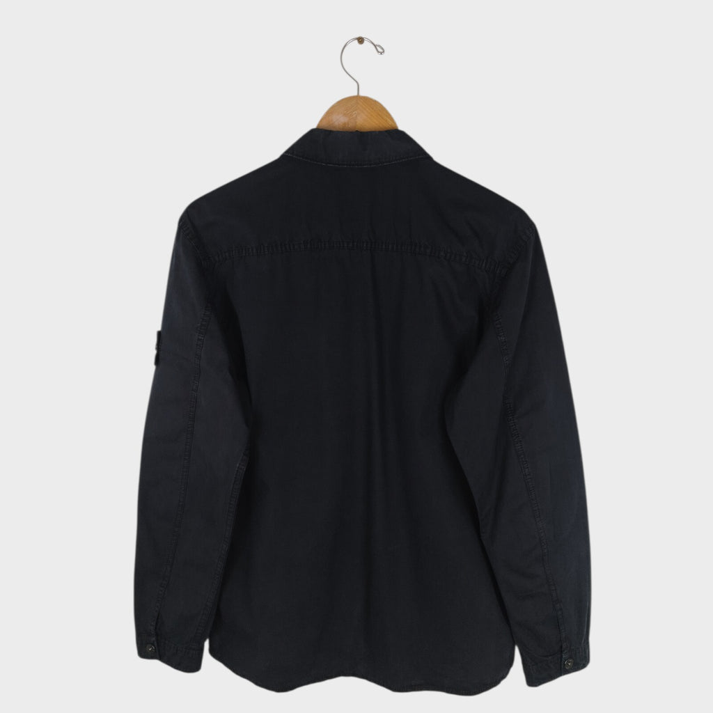 STONE ISLAND Men's Black Garment Dyed Zip Overshirt Jacket