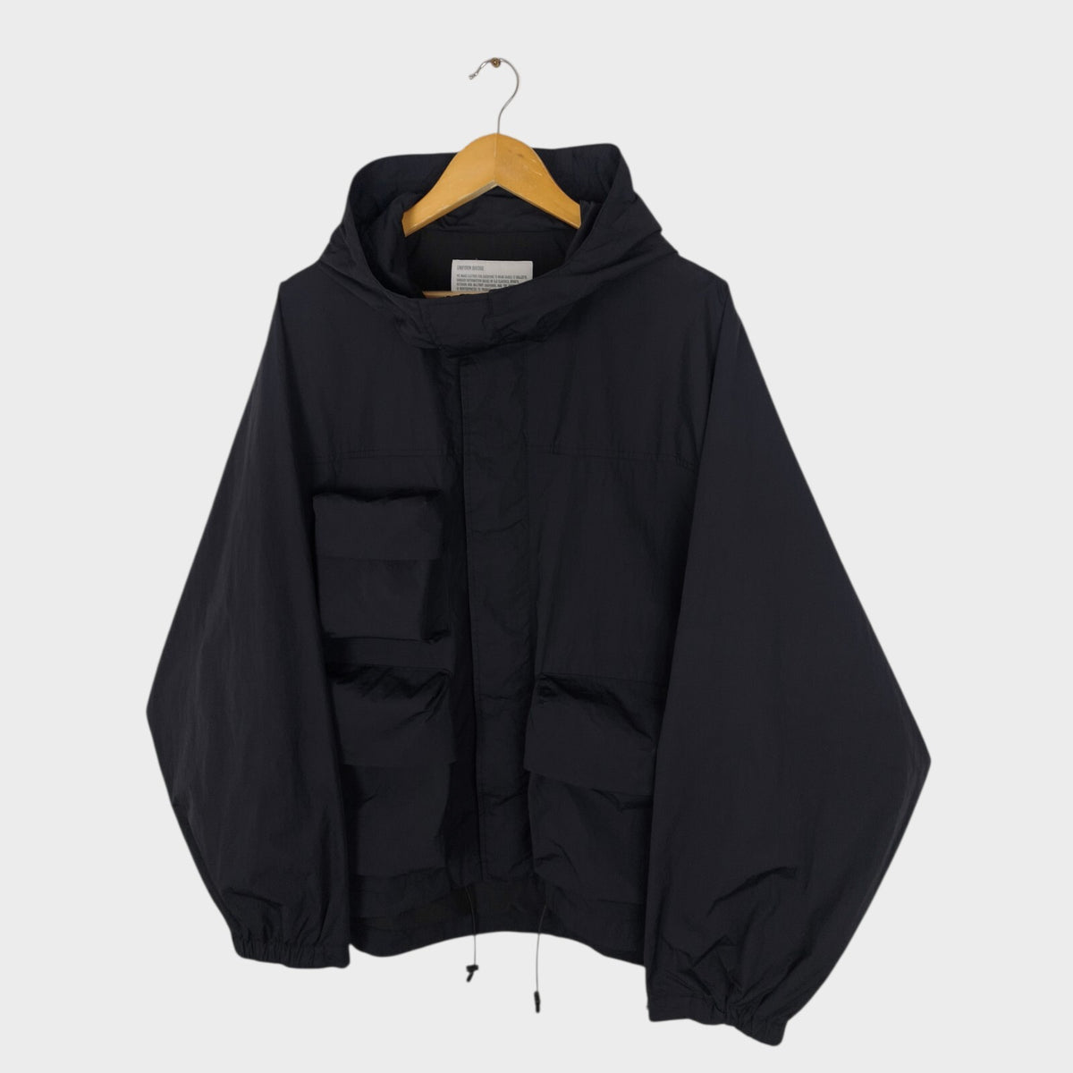 UNIFORM BRIDGE Men's Black Nylon M70 Hooded Parka Jacket