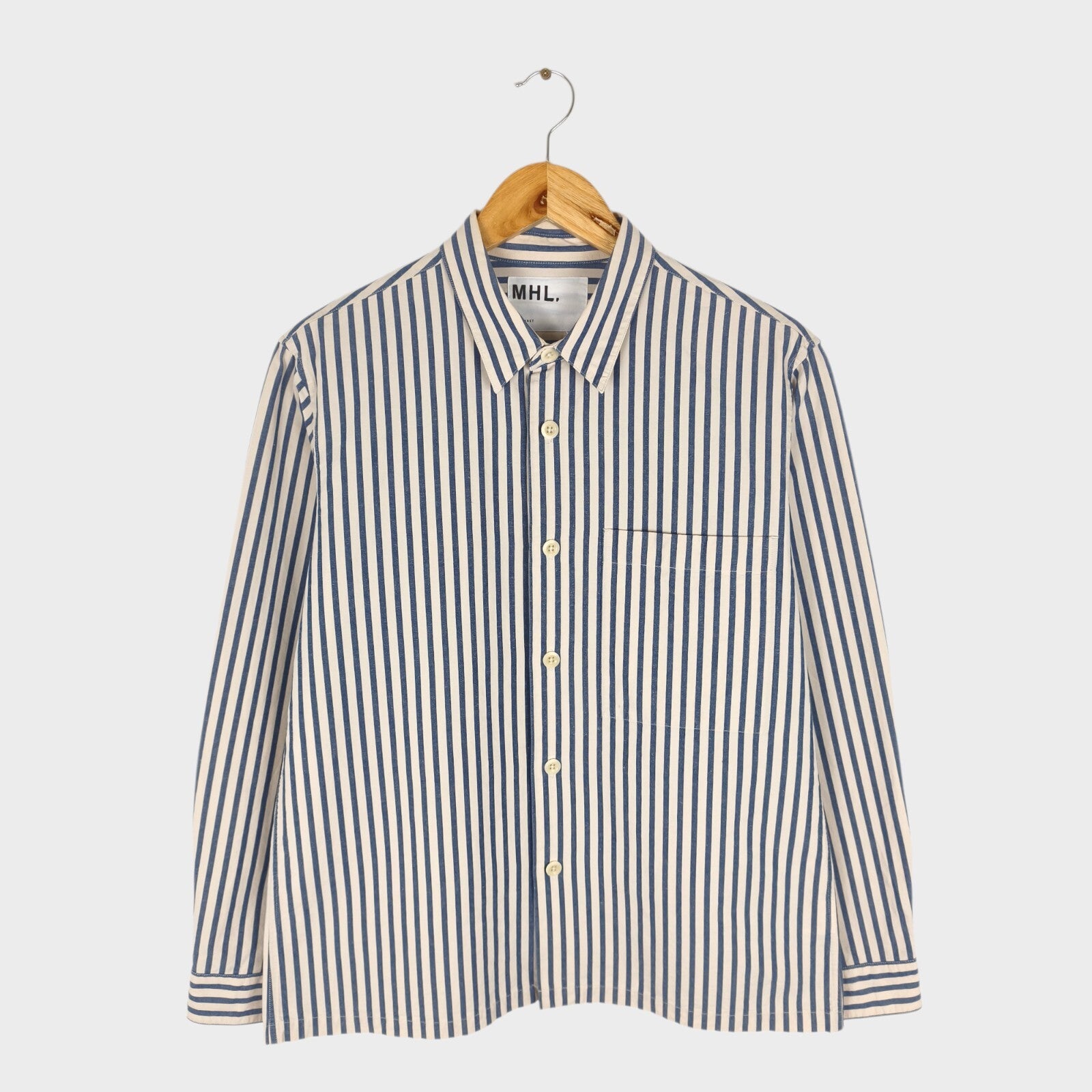 MHL MARGARET HOWELL Men's Striped Cotton/Linen Shirt