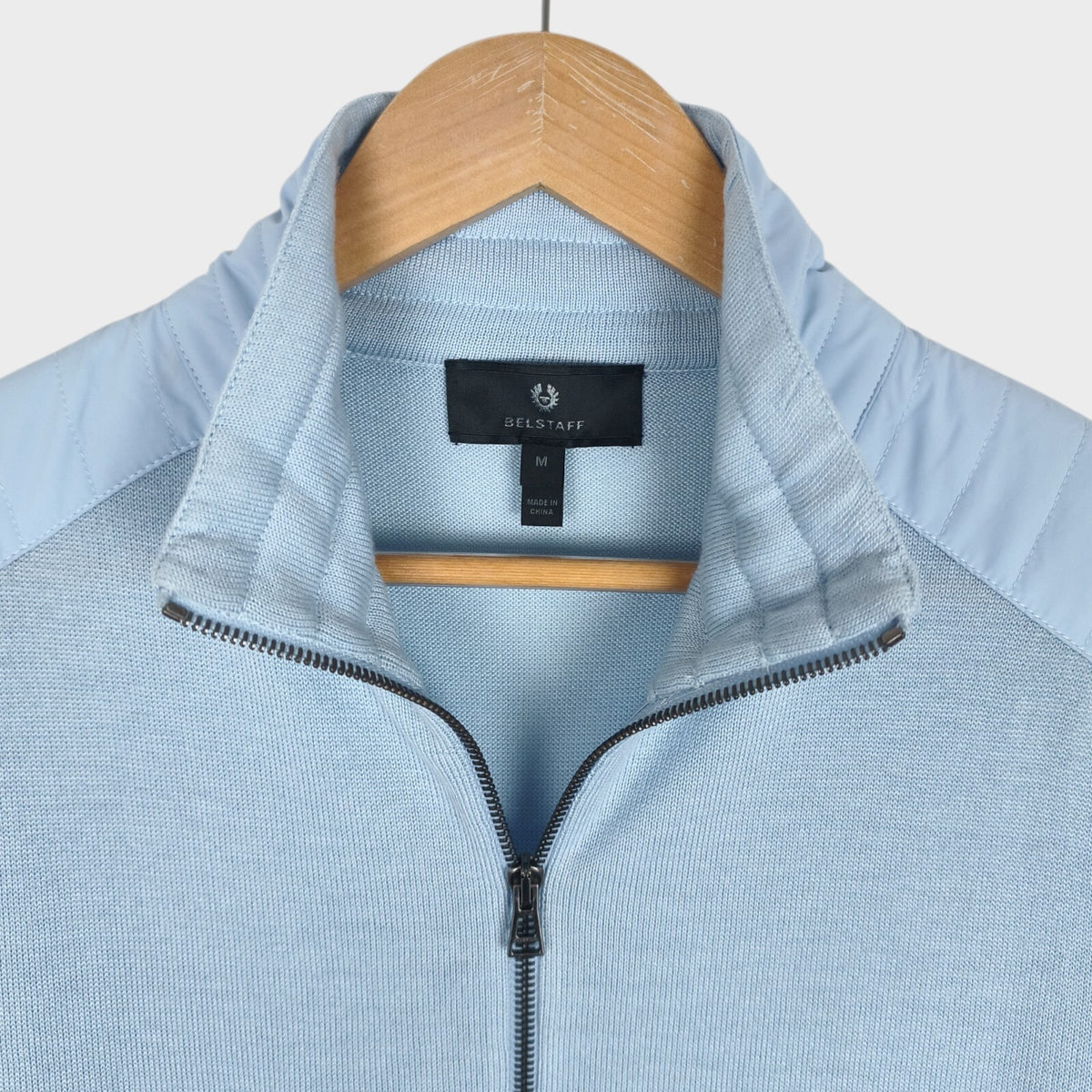 BELSTAFF Men's Light Blue Wool Blend Kinsdale Zip Jacket