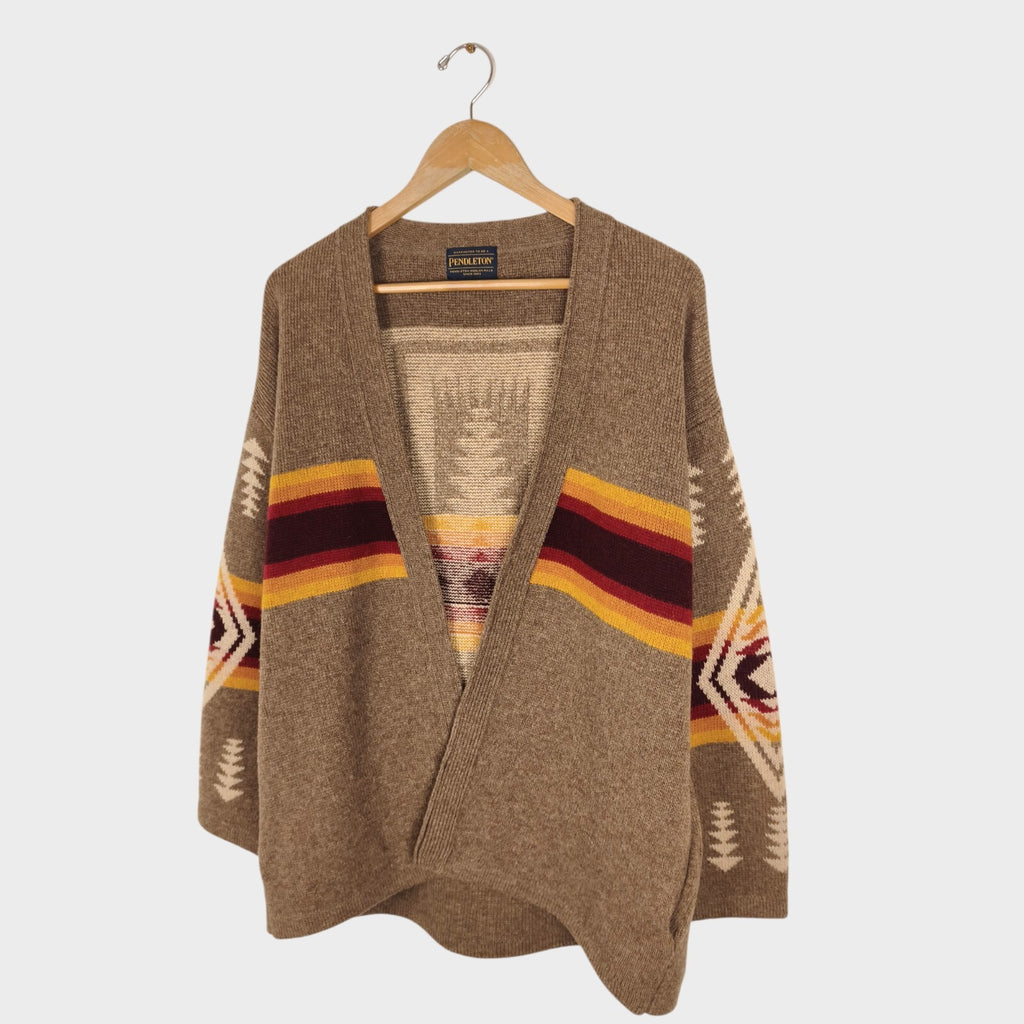 PENDLETON Men's Navajo Jacquard Wool Blend Open Cardigan