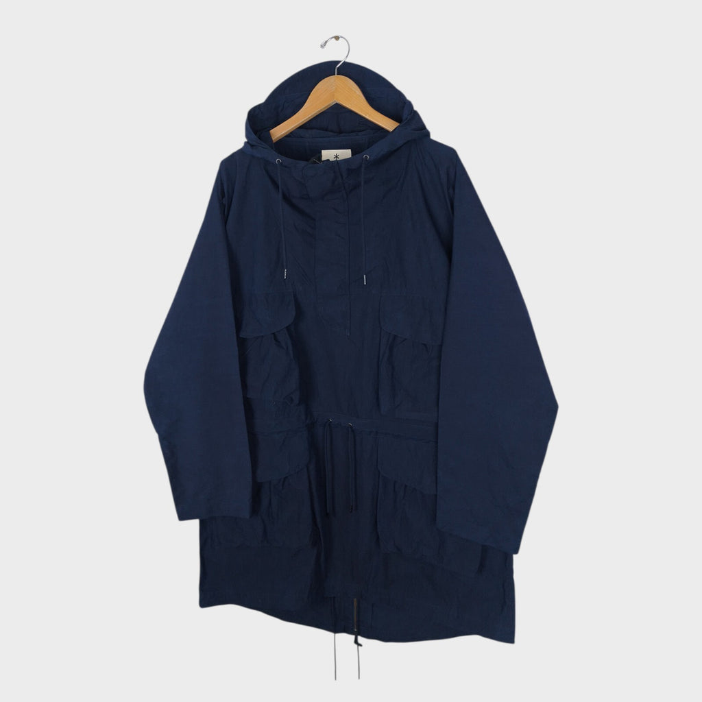SNOW PEAK Men's Made in Japan Indigo Blue C/N Utility Pullover Parka Jacket
