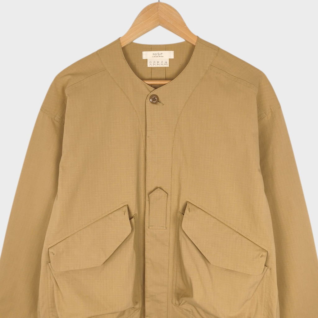 NORBIT BY HIROSHI NOZAWA Men's Beige Side Slit Fatigue Utility Jacket