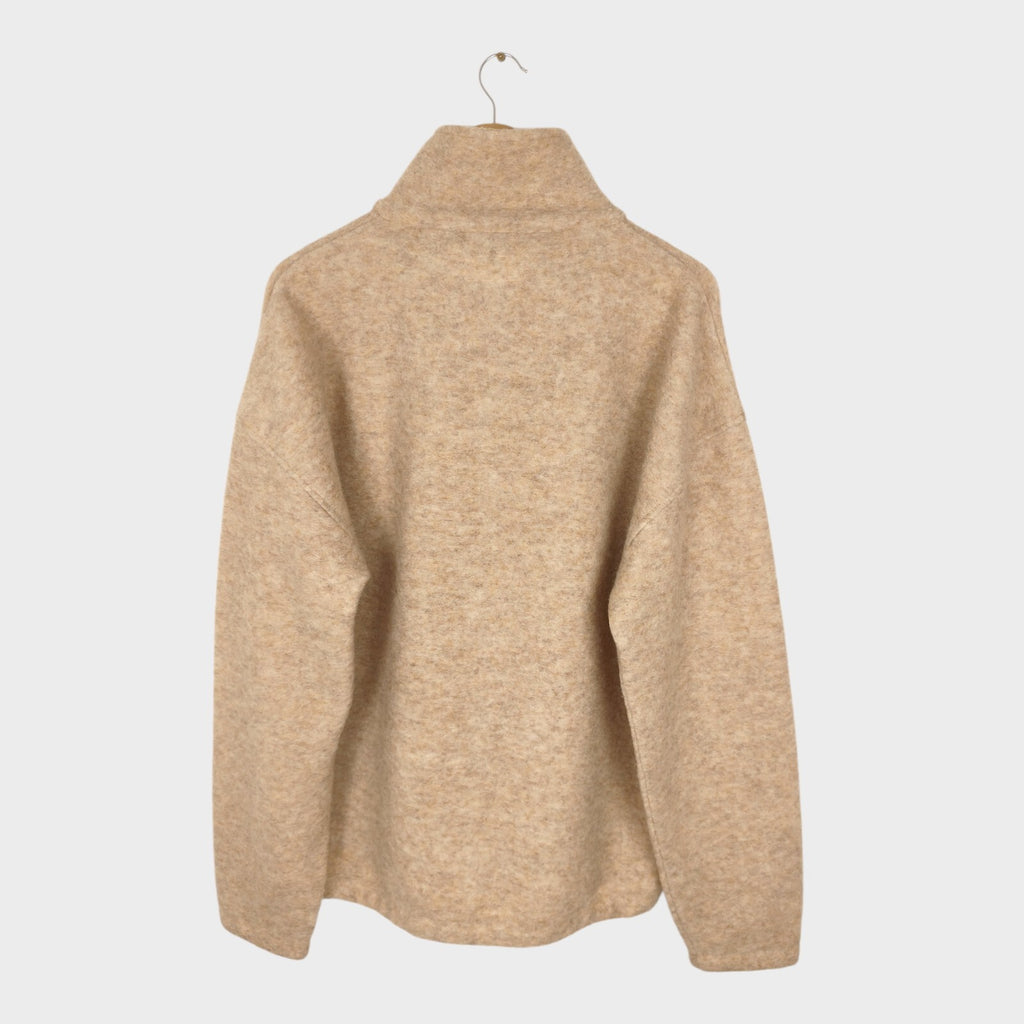 UNIVERSAL WORKS Men's Cream Wool Fleece Ramsay Quarter Zip Pullover Jumper