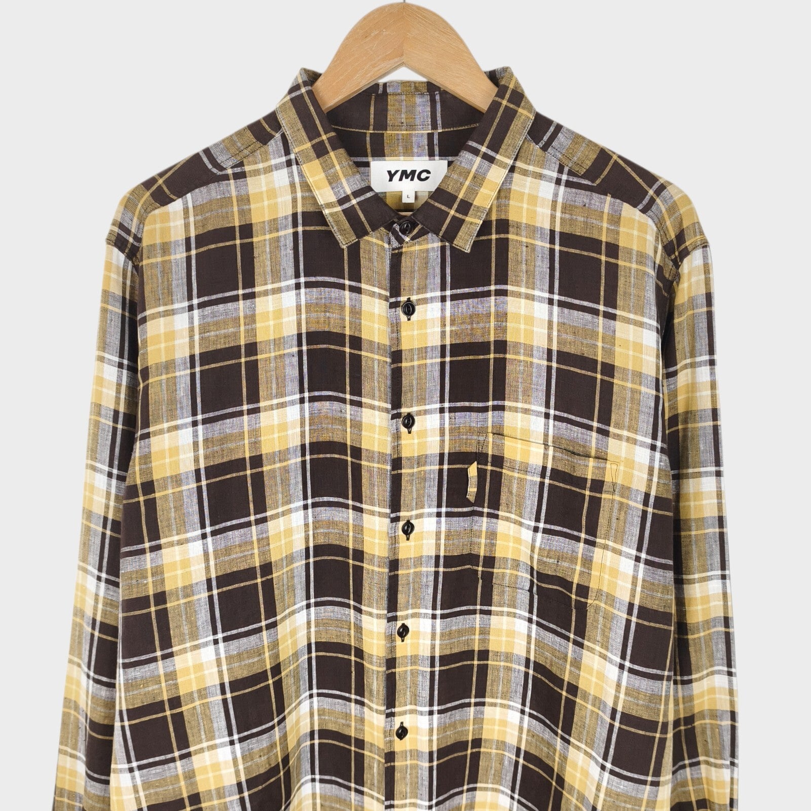 YMC You Must Create Men's 100% Linen Checked Shirt