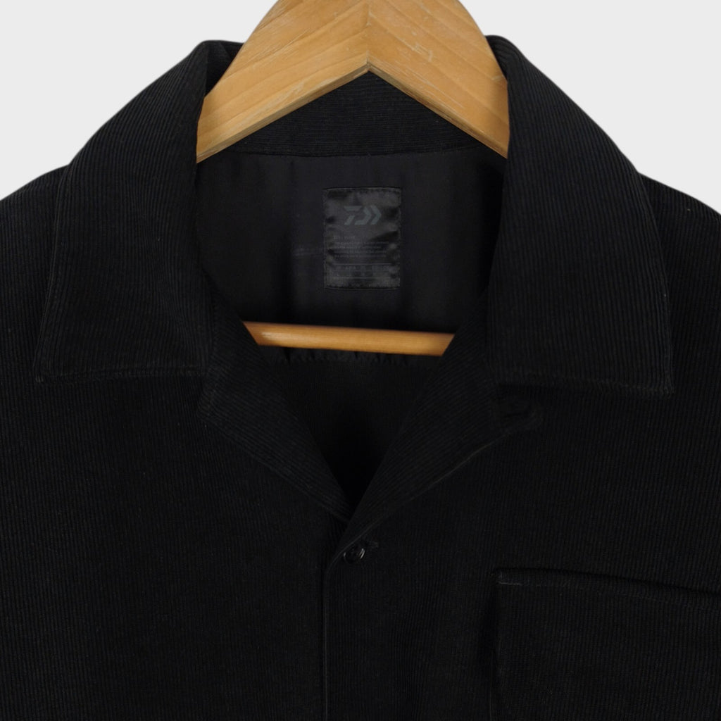 DAIWA PIER39 Men's Black Corduroy Tech Fisherman's Open Collar Overshirt