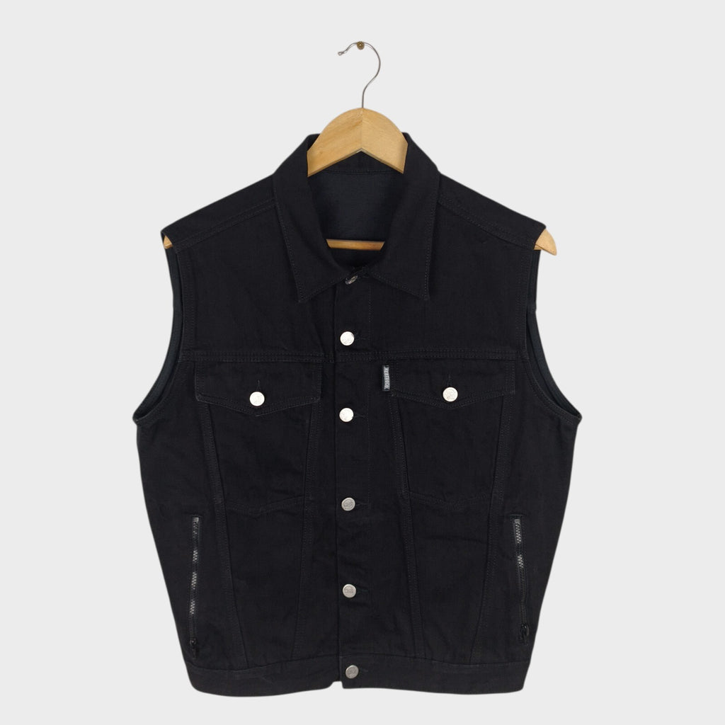 HEBTROCO Men's Made in England Pata Negra Rider's Selvedge Denim Vest