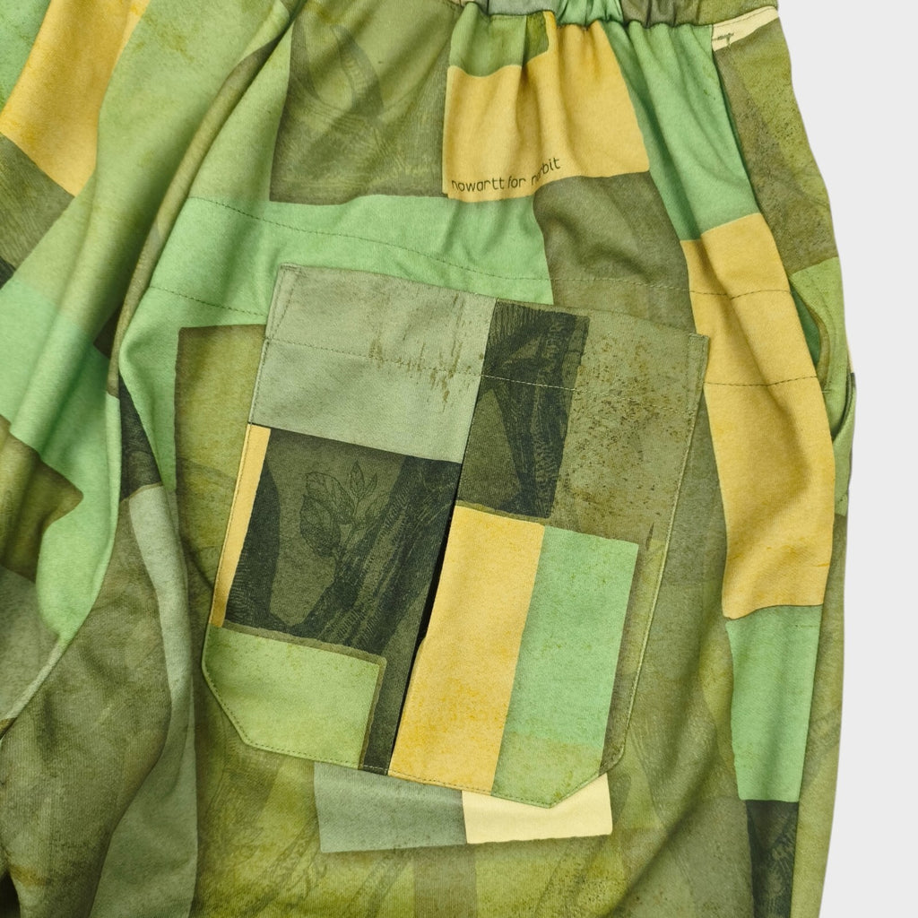 NORBIT BY HIROSHI NOZAWA Men's Green Geometric Print Aloha Shorts