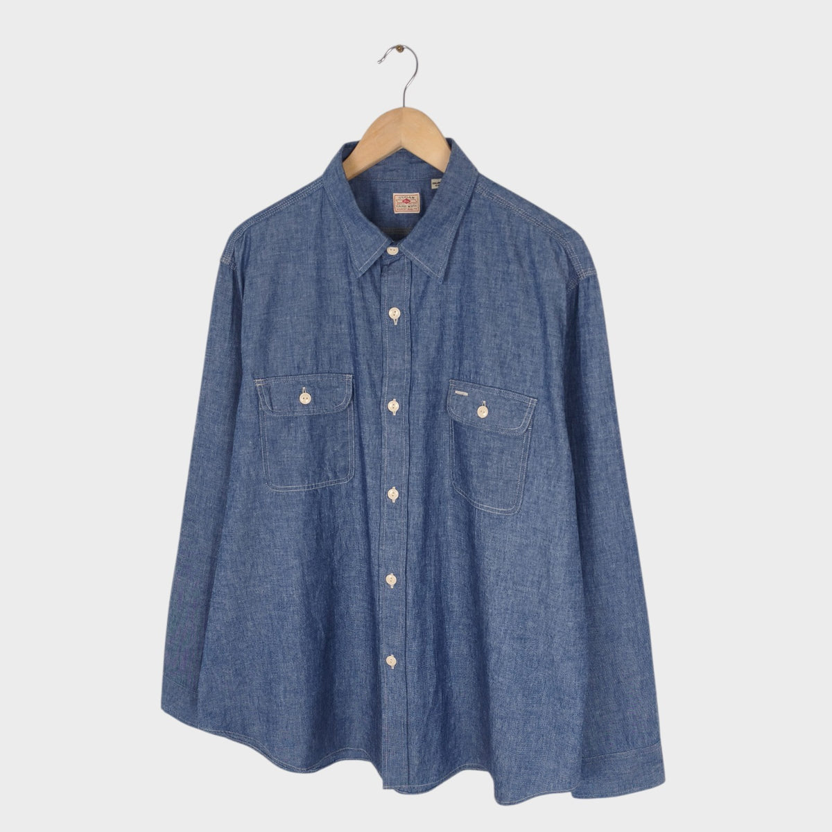SUGAR CANE Men's Made in Japan Blue Chambray Work Shirt