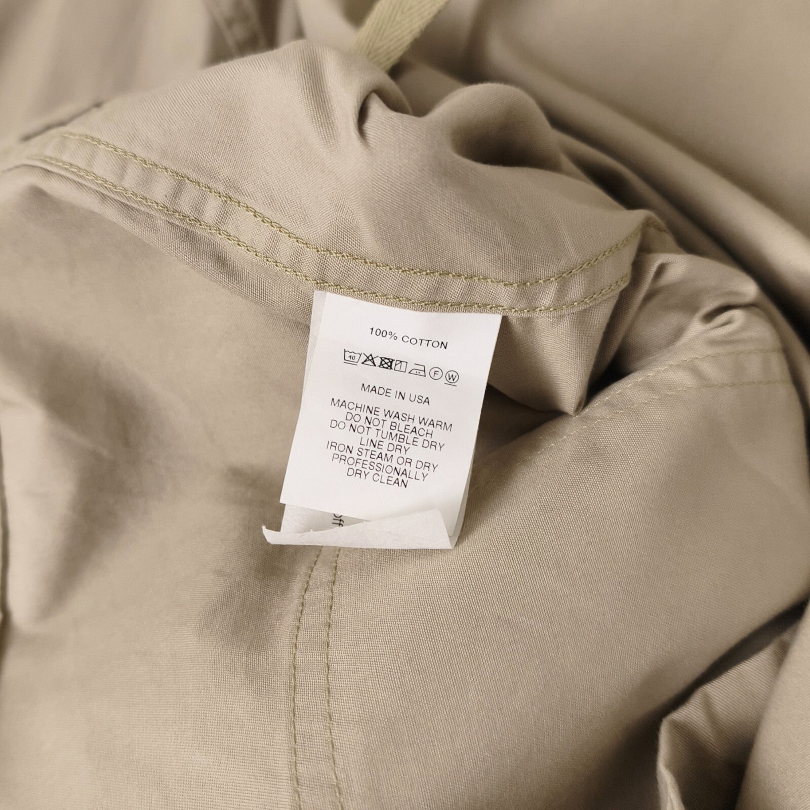 ENGINEERED GARMENTS Men's Made in USA Beige 100% Cotton Parka Cagoule Smock