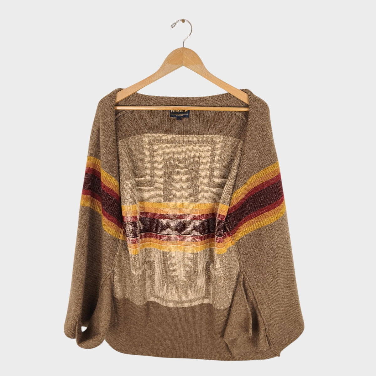 PENDLETON Men's Navajo Jacquard Wool Blend Open Cardigan