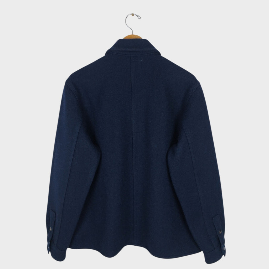 SASSAFRAS Men's Made in Japan Navy Blue Melton Wool Leaf Blower Jacket