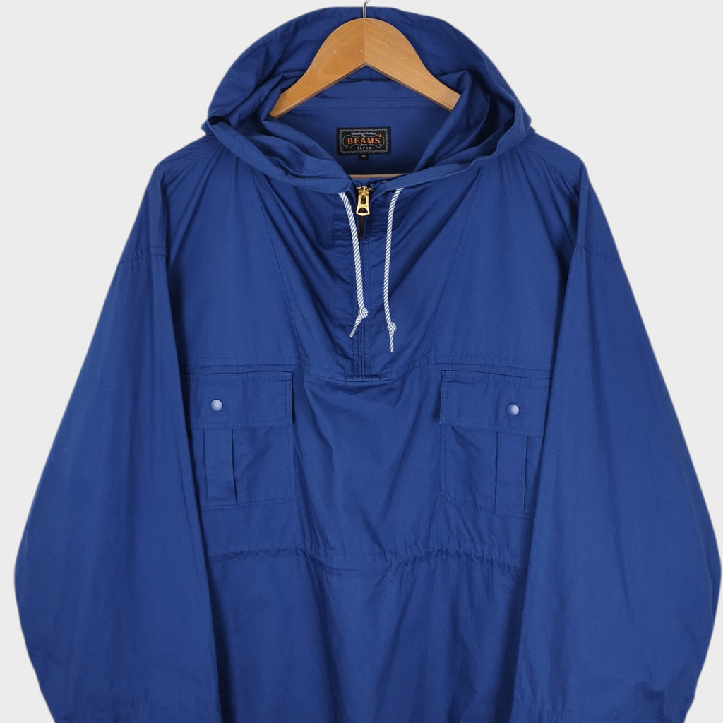 BEAMS PLUS Men's Blue Oversized Smock Anorak Parka Jacket