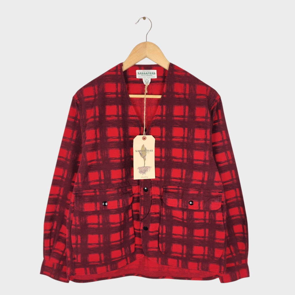 SASSAFRAS Men's Made in Japan Red Check Gardenia Hunter Flannel Jacket