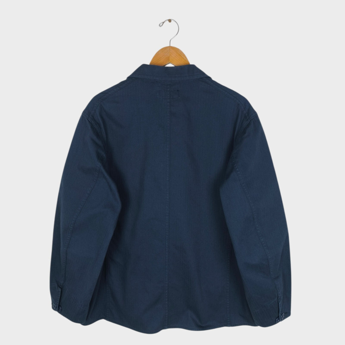 SASSAFRAS Men's Made in Japan Navy Herringbone Cotton Sprayer Chore Jacket