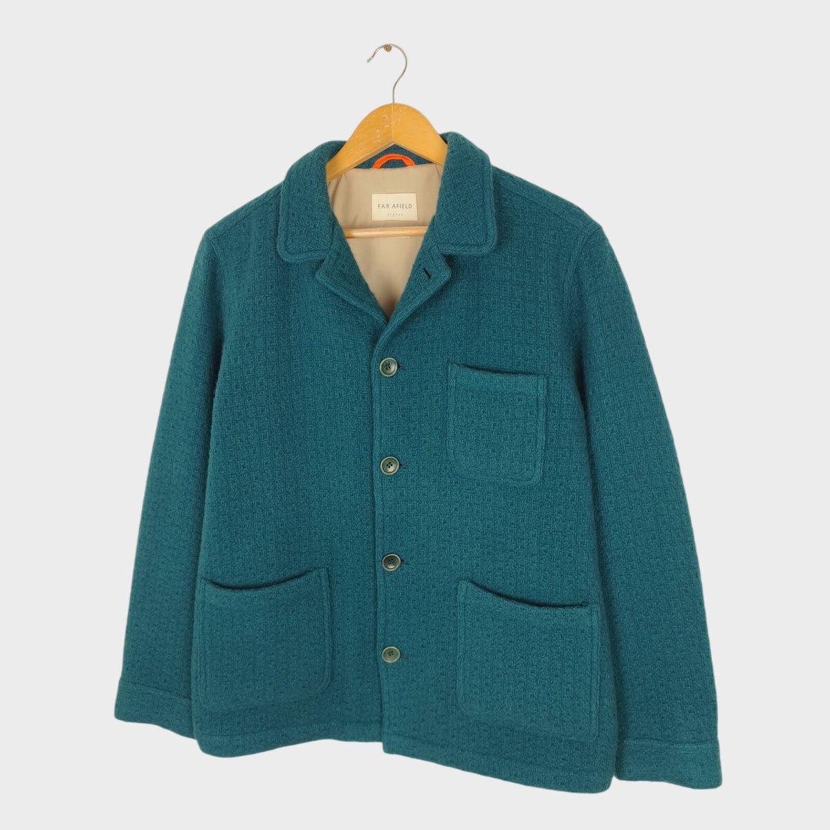 FAR AFIELD Men's Teal Wool BlendTextured Jacquard Station Chore Jacket