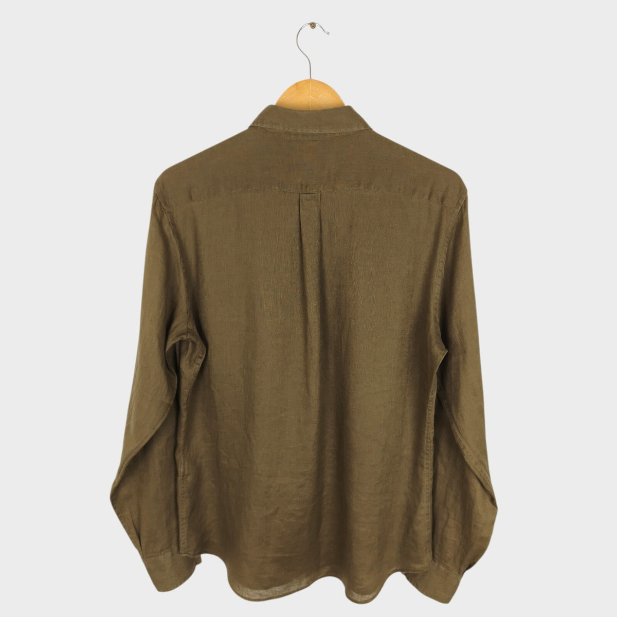 BEAMS Men's Olive Green 100% Linen Shirt
