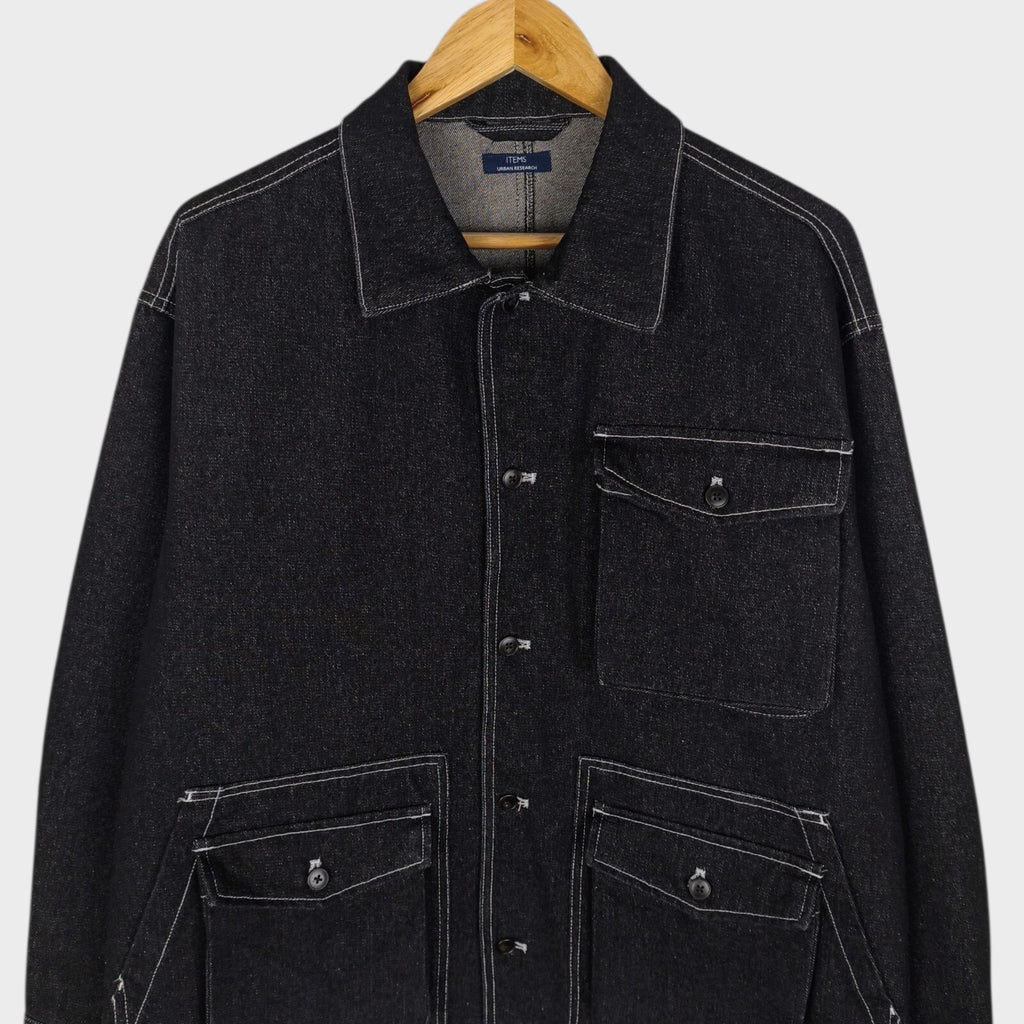 URBAN RESEARCH Men's Black Denim Chore Jacket