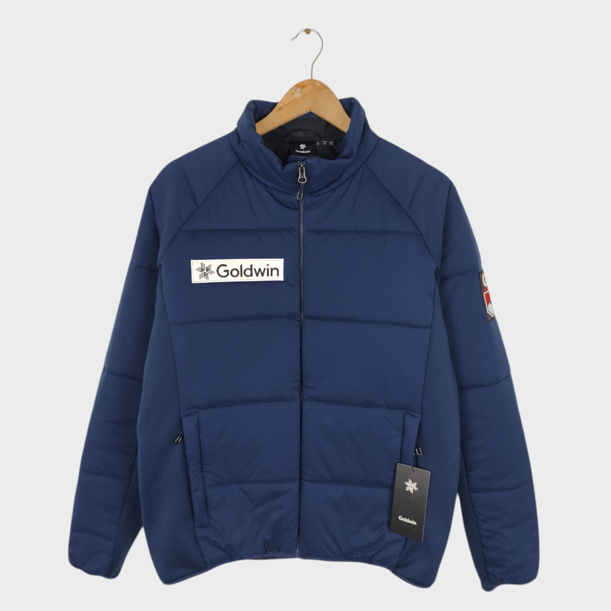 GOLDWIN Men's Navy Blue Made in Japan GB Snowsport Hybrid MIddle Jacket